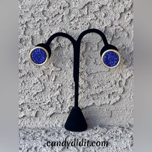 Beautiful Candy Did It! Periwinkle Glitter Button Post Earrings